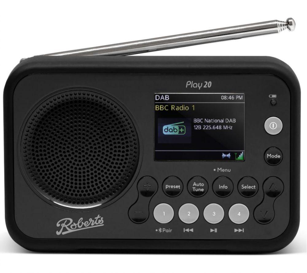 ROBERTS PLAY20BK Portable DAB? Bluetooth Radio - Black