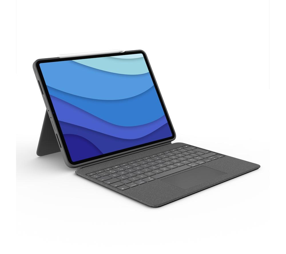 LOGITECH Combo Touch iPad Pro 12.9 Keyboard Folio Case, Silver/Grey