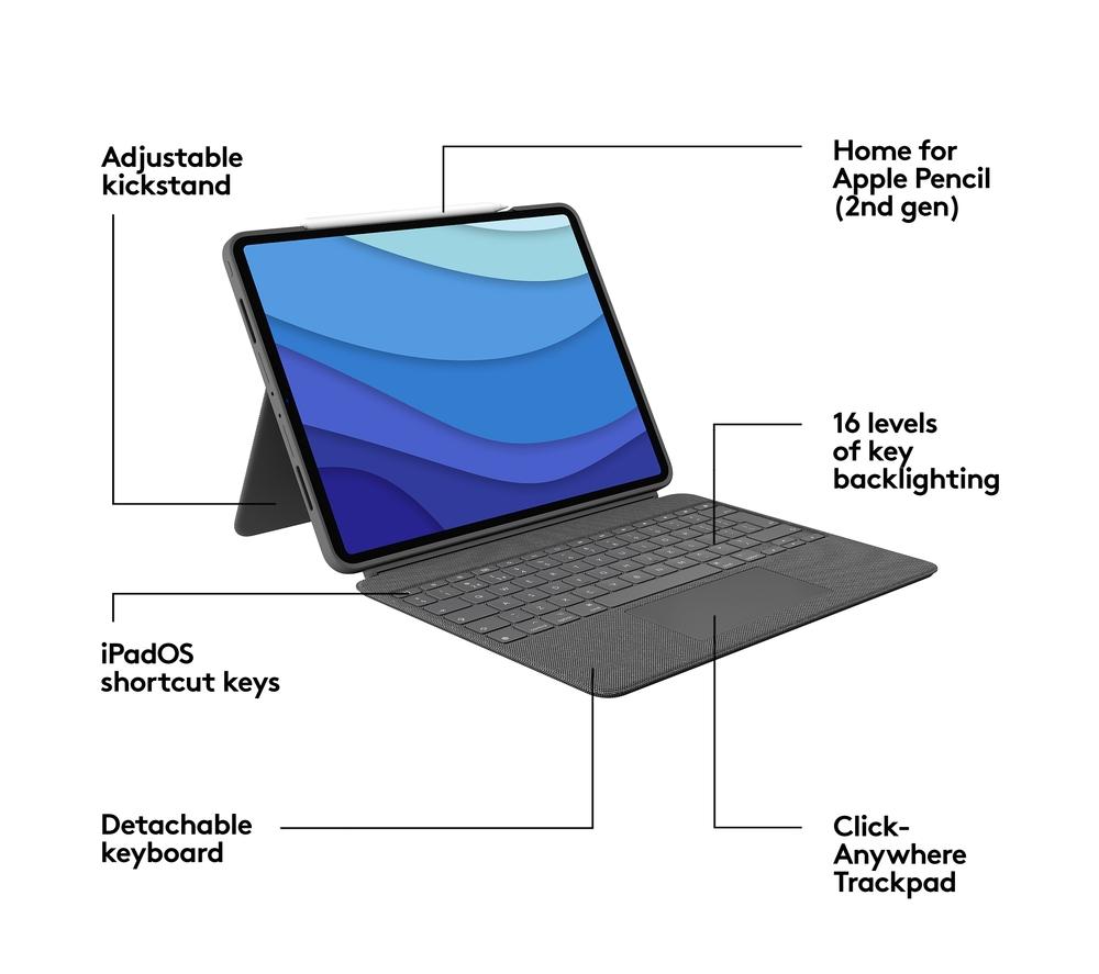 LOGITECH Combo Touch iPad Pro 12.9" Keyboard Folio Case image number 8 of 13