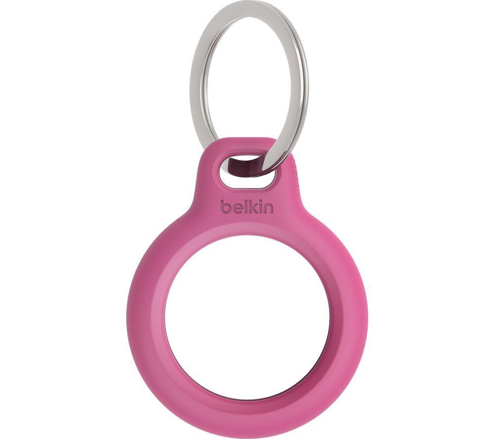 Belkin F8W973 AirTag Case with Key Ring (Secure Holder Protective Cover for Air Tag with Scratch Resistance Accessory) - Pink