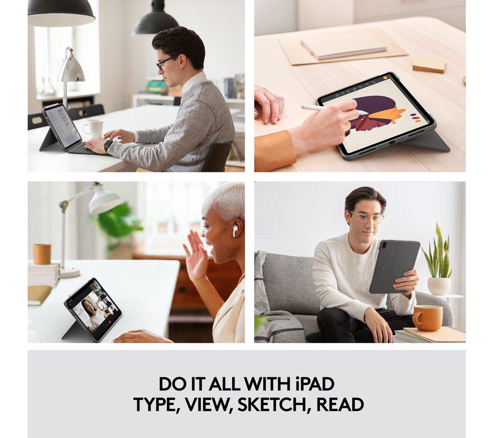 Buy LOGITECH Combo Touch iPad Air 10.9" (4th  5th gen) Keyboard Folio Case  Grey Currys