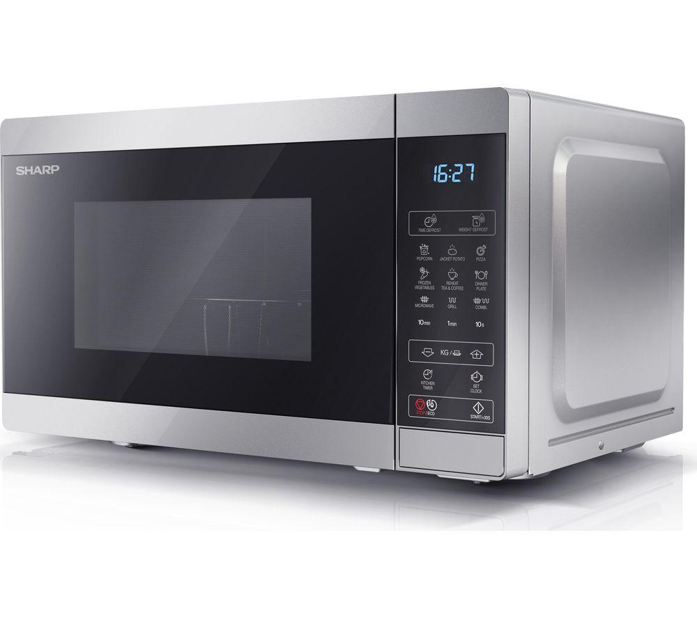 SHARP YC-MG02U-S Microwave with Grill - Silver, Silver/Grey