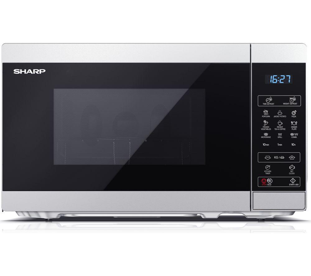 SHARP YC-MG02U-S Microwave with Grill - Silver, Silver/Grey