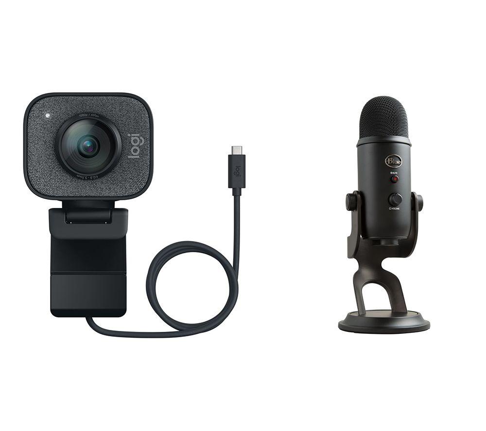 LOGITECH StreamCam Full HD USB C Webcam Yeti Professional USB Microphone Bundle Graphite Black