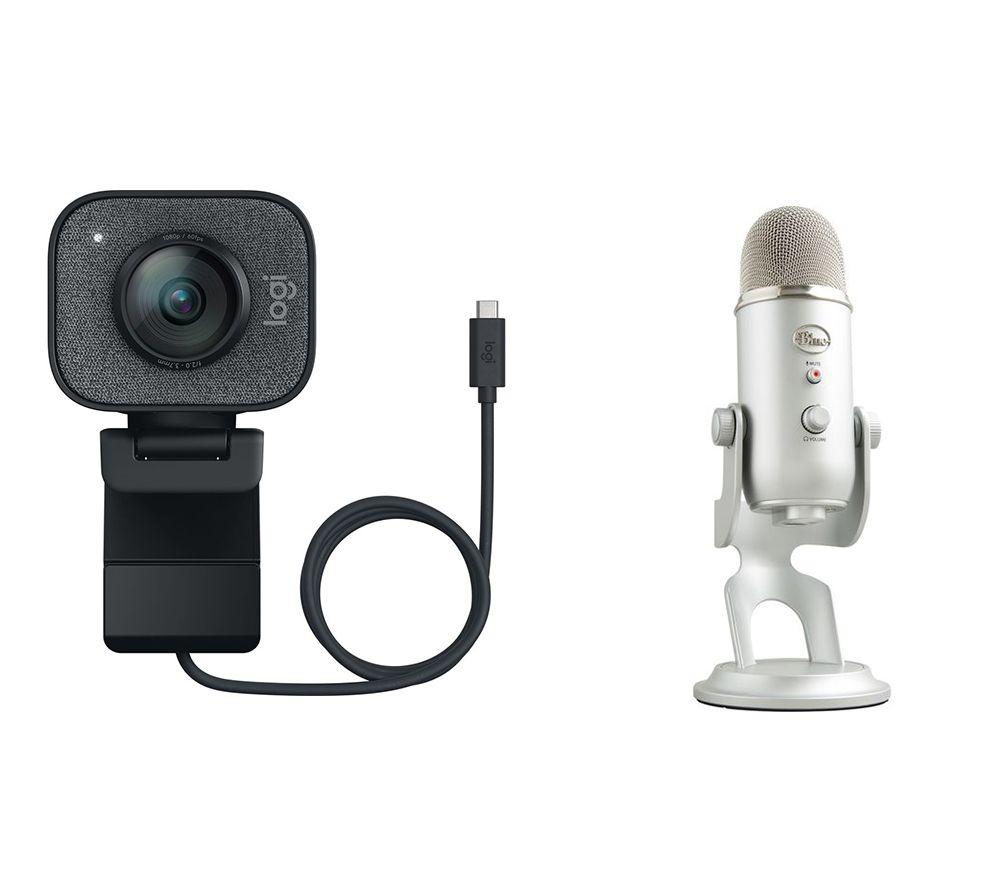Logitech StreamCam Full HD USB-C Webcam & Yeti Professional USB Microphone Bundle - Graphite & Silve