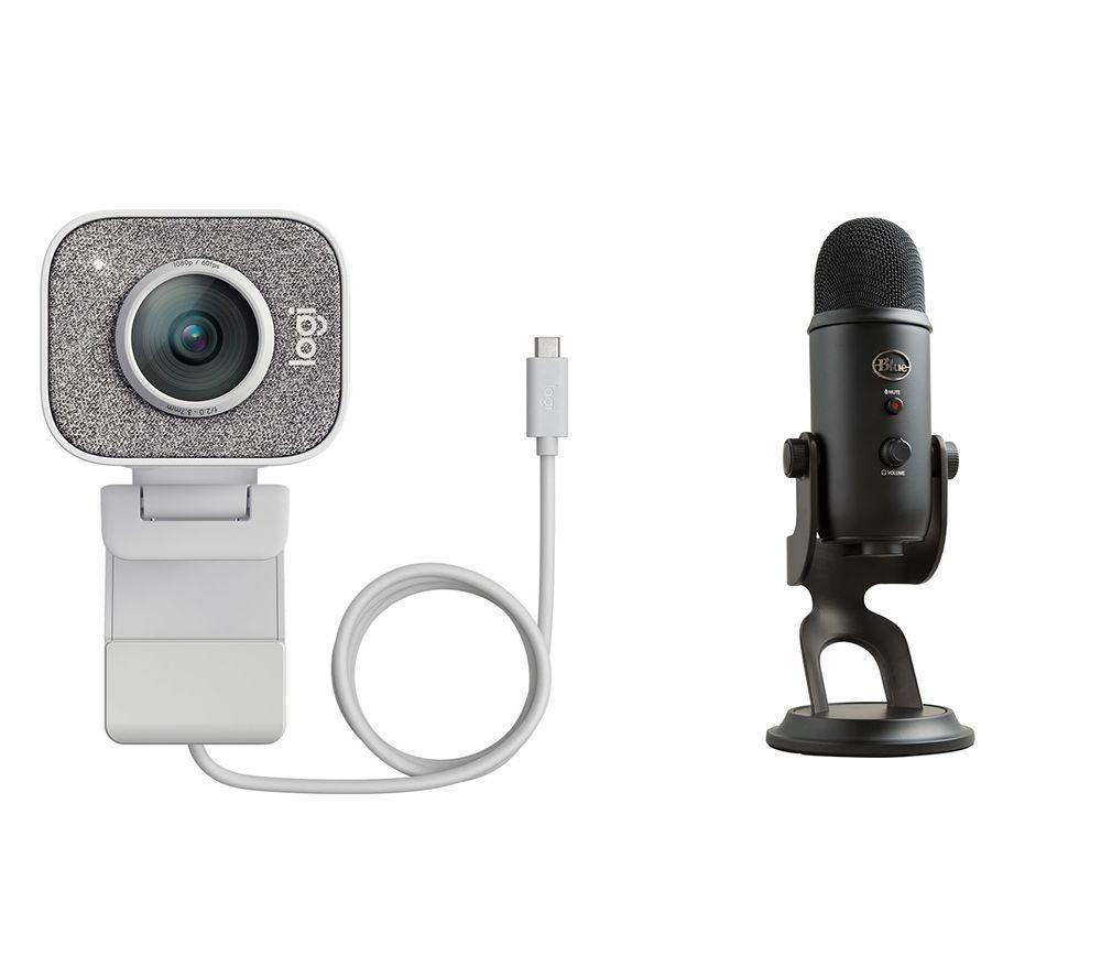 Logitech StreamCam Full HD USB-C Webcam  Yeti Professional USB Microphone Bundle - White  Black