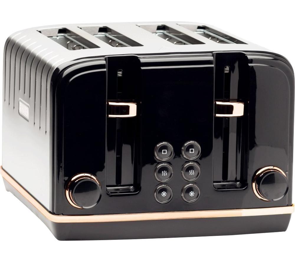 Haden Salcombe 191168 4-Slice Toaster - Black & Copper, Black