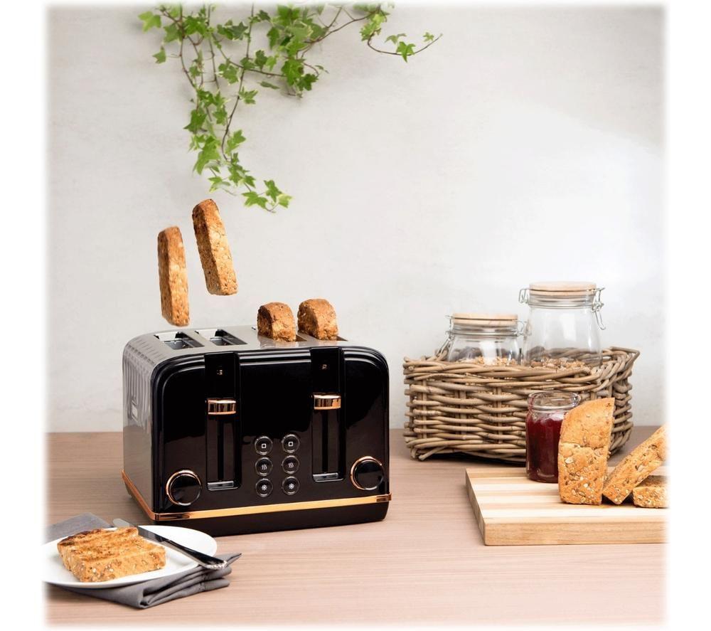 HADEN Salcombe 191168 4-Slice Toaster - Black & Copper image number 4 of 8