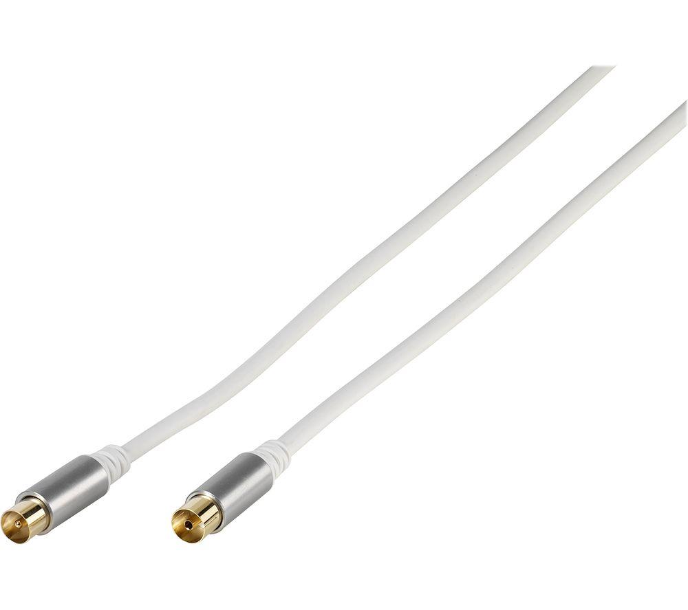 Vivanco 43151 2 m Coaxial Cable Coaxial Cables (Gold, White, Right, 2 m, MALE/MALE, White)