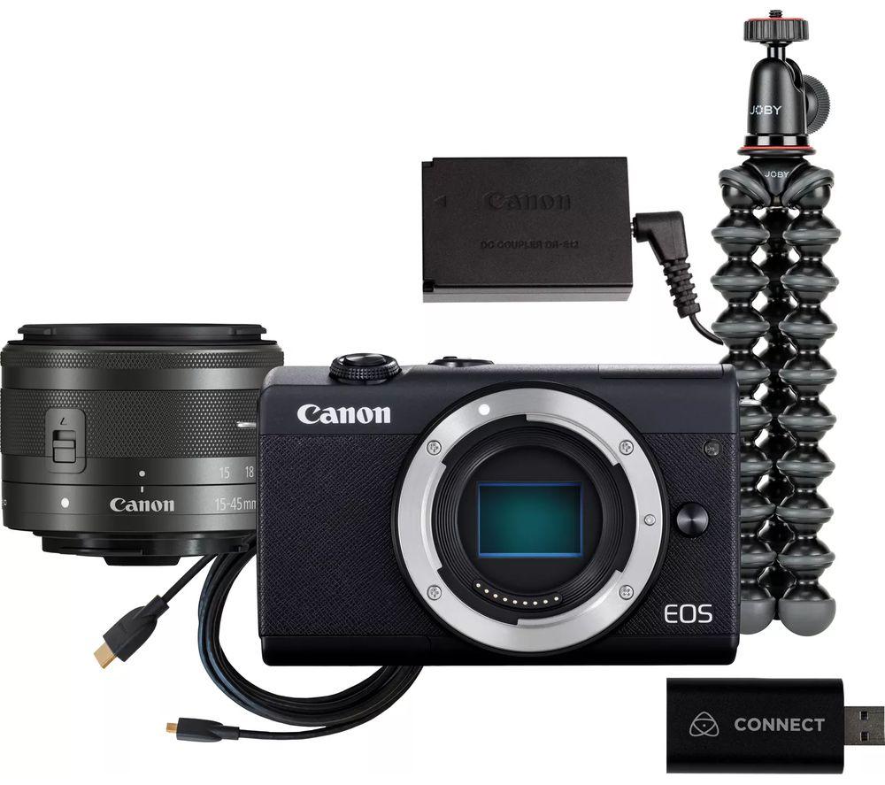 CANON EOS M200 Mirrorless Camera with EF-M 15-45 mm f/3.5-6.3 IS STM Lens Live Streaming Kit