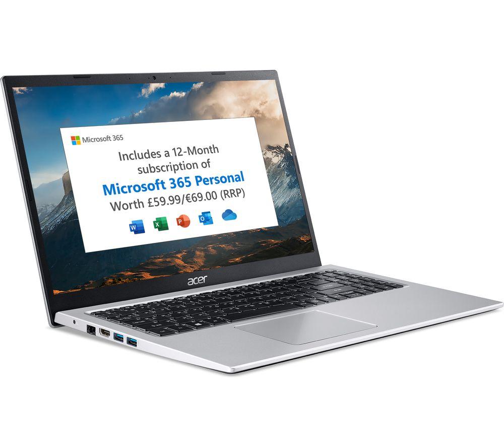 ACER Aspire 3 15.6 Laptop - Intel�Pentium Silver, 128 GB SSD, Silver, Silver/Grey