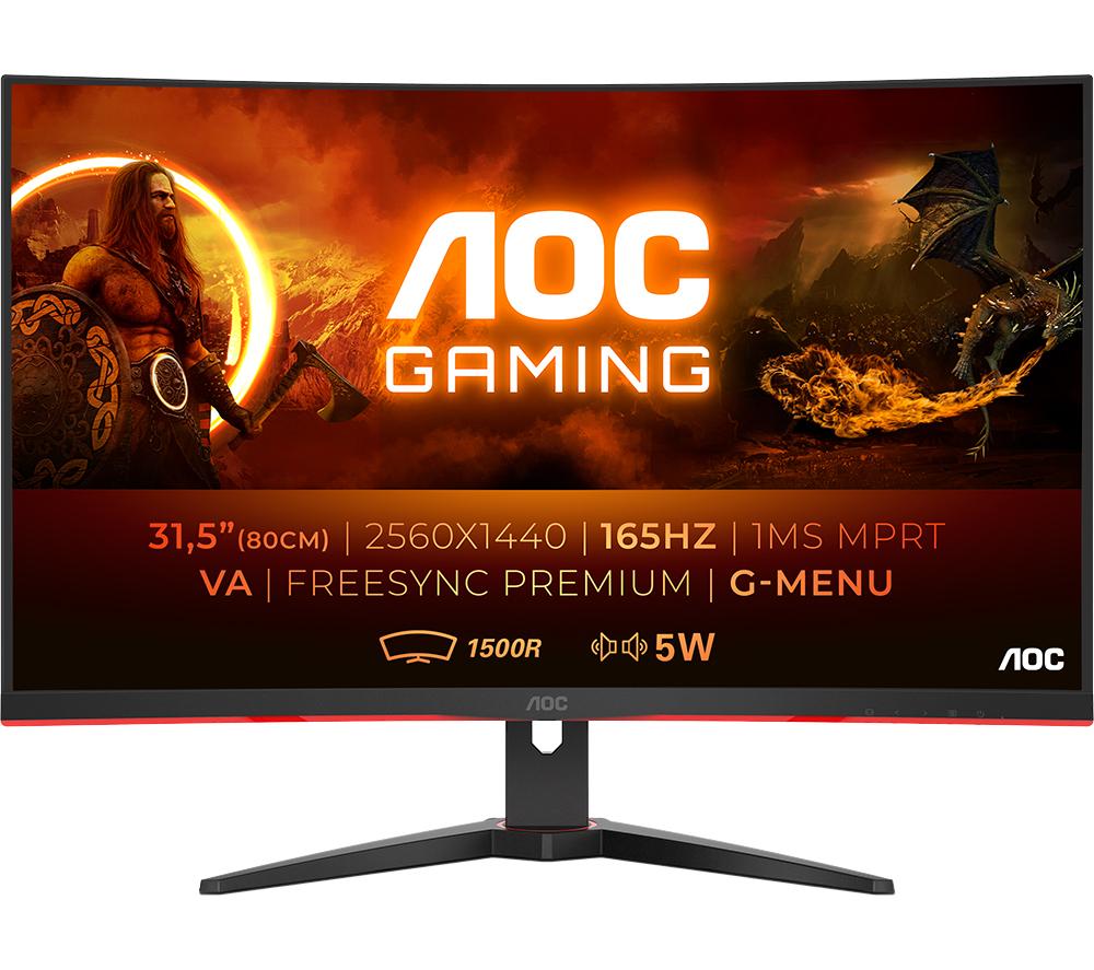AOC CQ32G2SE/BK Quad HD 31.5 Curved WLED Gaming Monitor - Black, Black