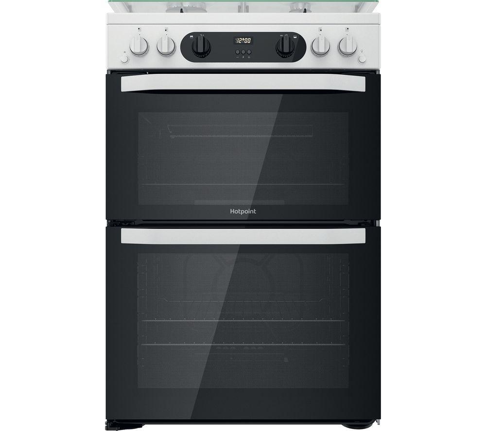 HOTPOINT HDM67G0CCW 60 cm Gas Cooker - Stainless Steel