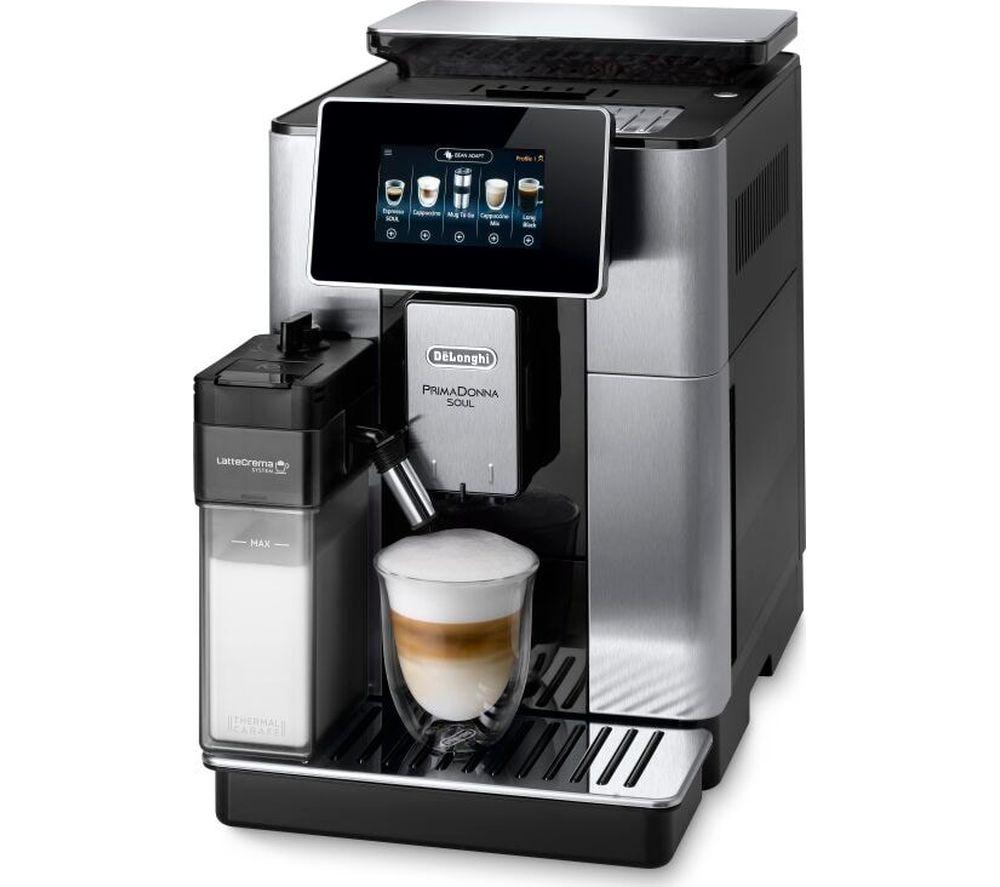 DELONGHI PrimaDonna Soul ECAM610.75 Smart Bean to Cup Coffee Machine - Silver & Black, Silver/Grey,B