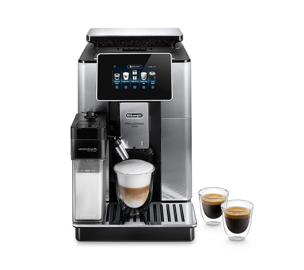 DELONGHI PrimaDonna Soul ECAM610.75 Smart Bean to Cup Coffee Machine - Silver & Black, Silver/Grey,B