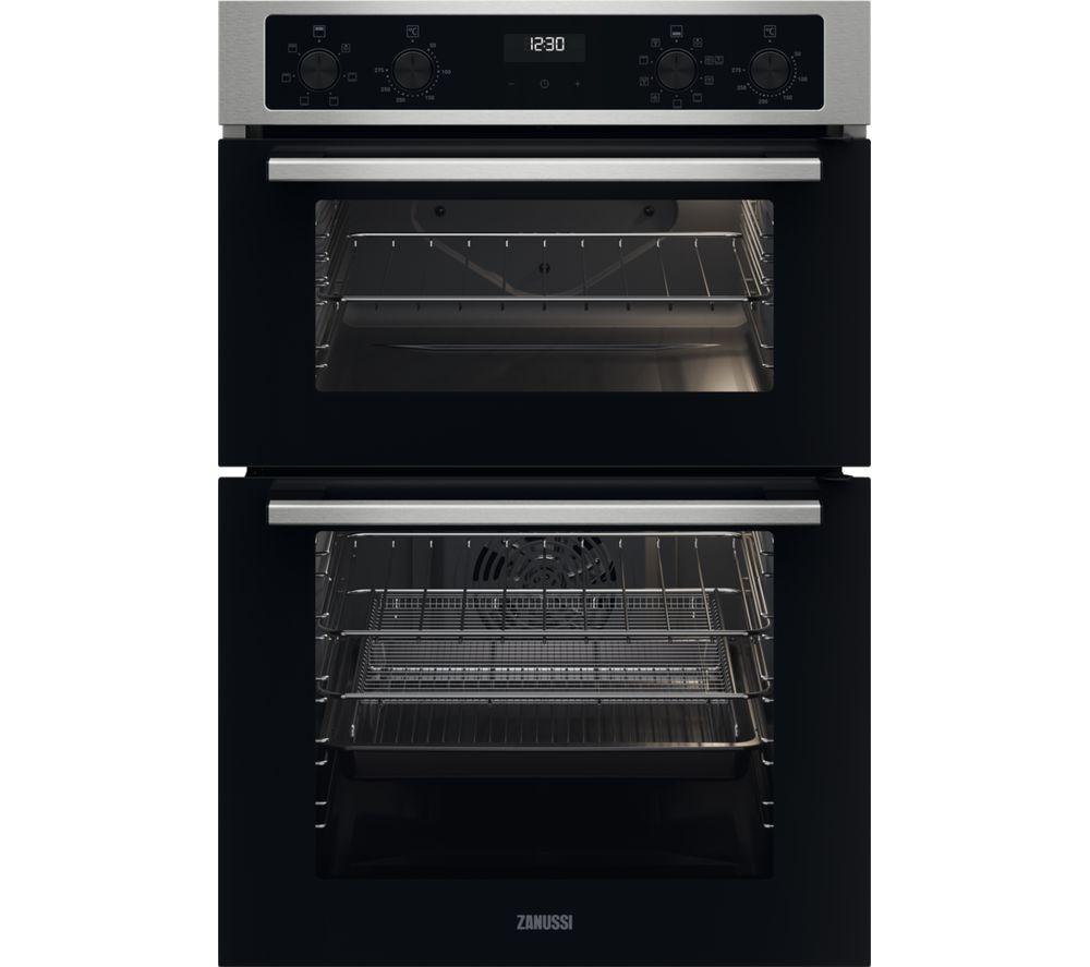 Zanussi ZKCNA4X1 Built In Electric Double Oven - Stainless Steel / Black - A Rated