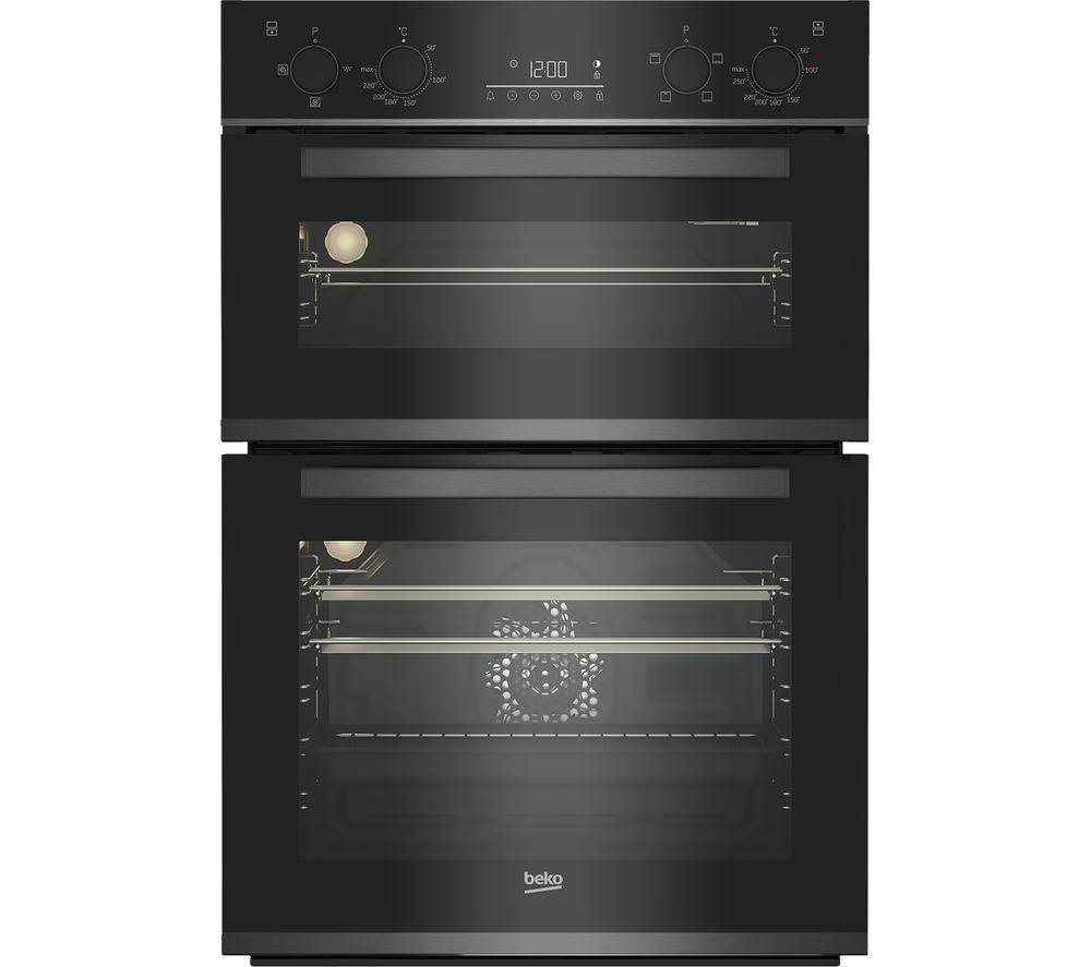 BEKO BBXDF29300Z Electric Double Oven - Black Steel, Black,Silver/Grey