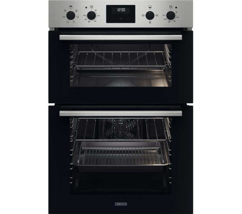 ZANUSSI FanCook ZKHNL3X1 Electric Built-under Double Oven - Stainless Steel, Stainless Steel