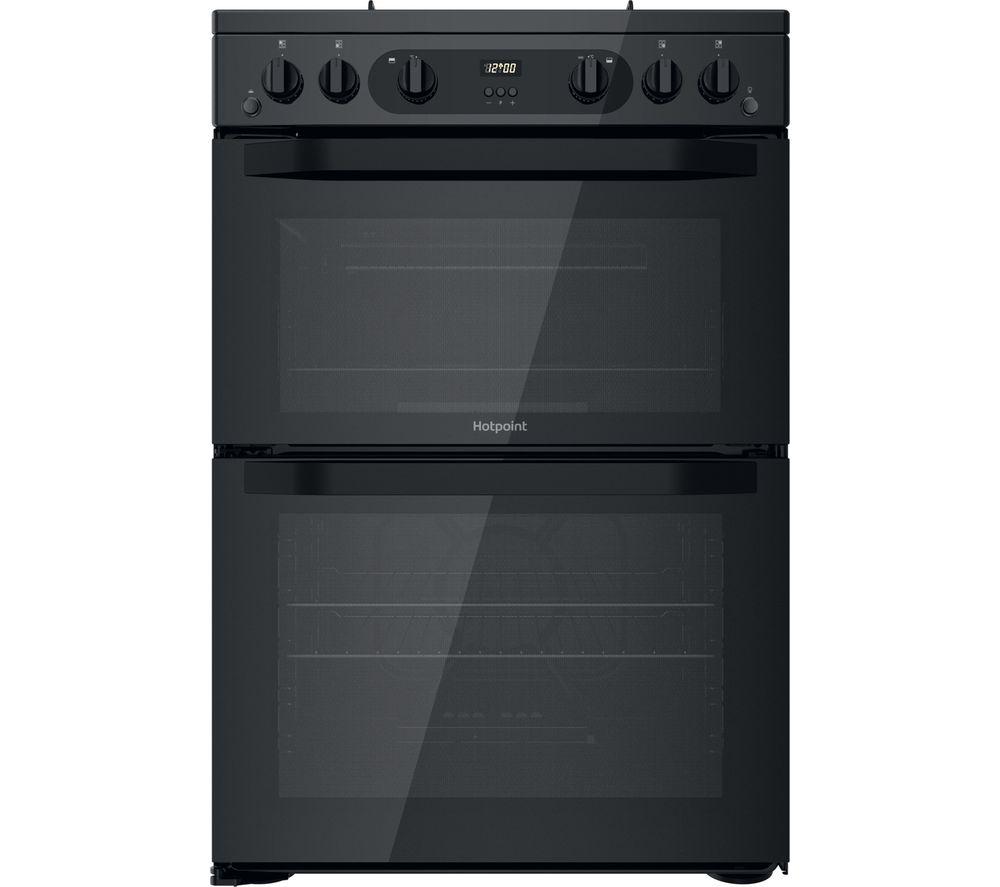 HOTPOINT HDM67G0CMB 60 cm Gas Cooker - Black, Black thumbnail