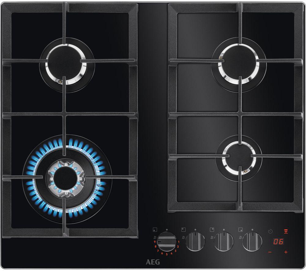 AEG HKB64450NB 59 cm Gas Hob - Black, Black