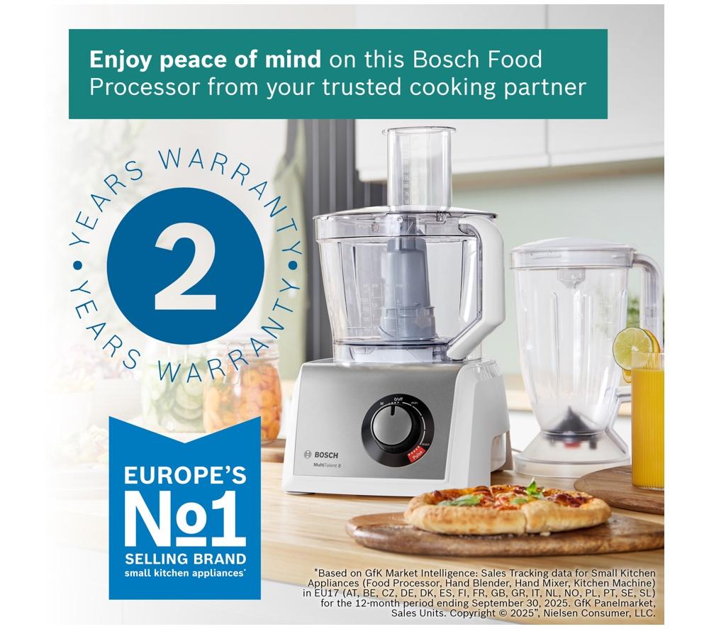 BOSCH MultiTalent8 MC812S734G Food Processor - Silver & White image number 12 of 12