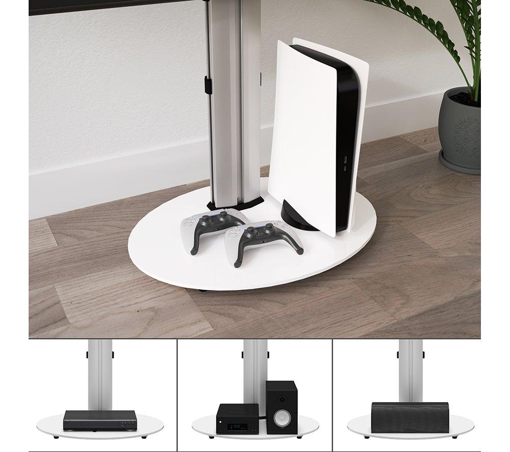 AVF Eno FSL590ENSW 600 mm TV Stand with Bracket for up to 55" TVs - Silver & White image number 4 of 9