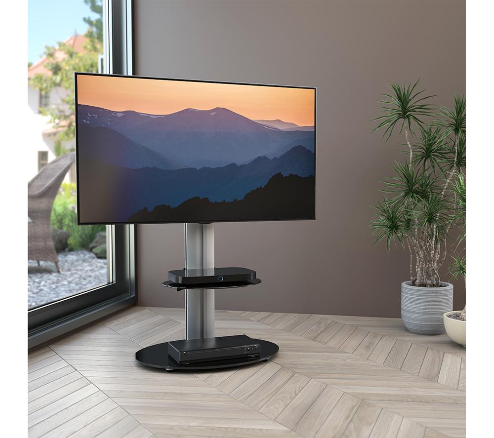 AVF Eno 600 mm TV Stand with Bracket for up to 55" TVs - Silver & Black image number 3 of 9