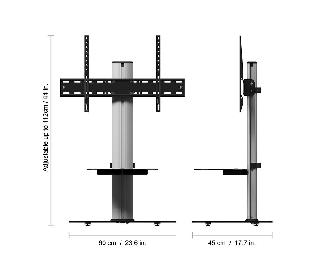 AVF Eno 600 mm TV Stand with Bracket for up to 55" TVs - Silver & Black image number 6 of 9