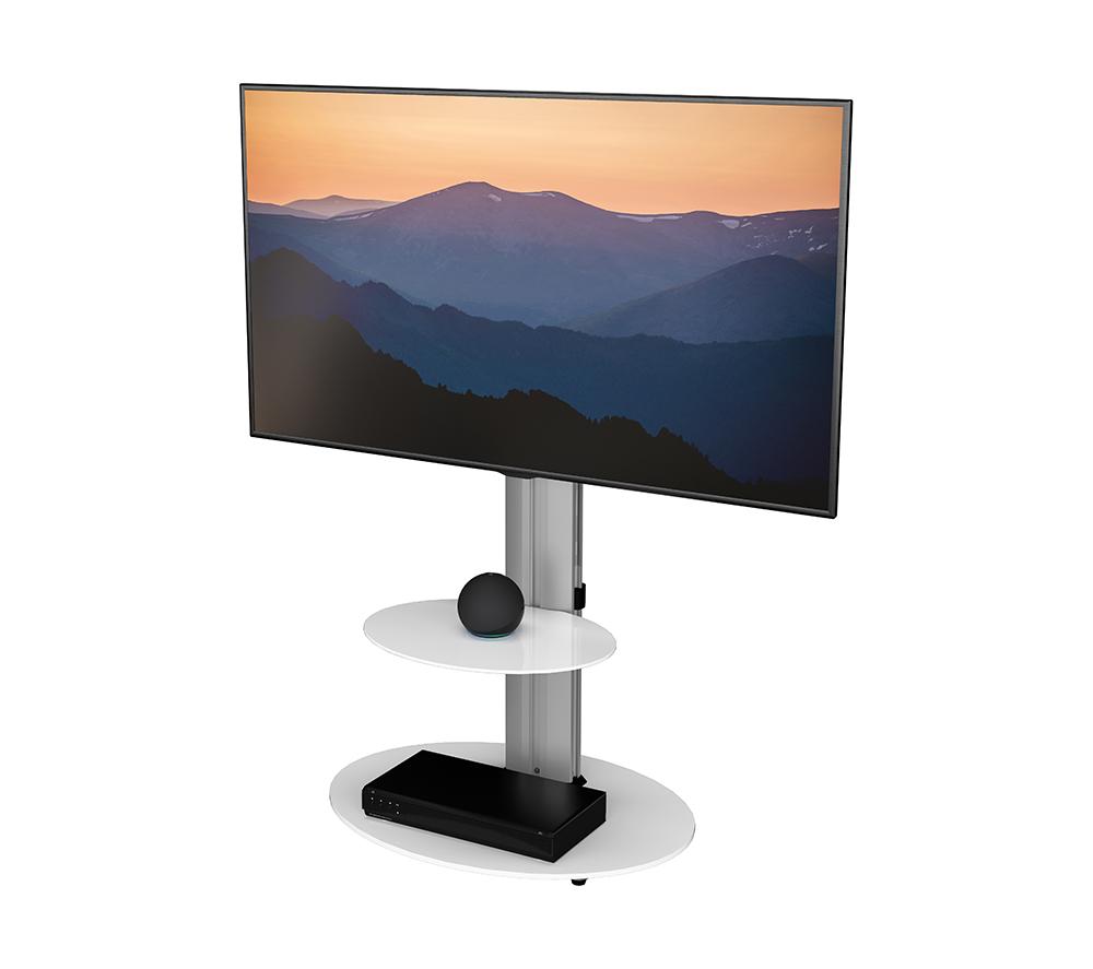 AVF Eno 600 mm TV Stand with Bracket for up to 55" TVs - Silver & White image number 2 of 9