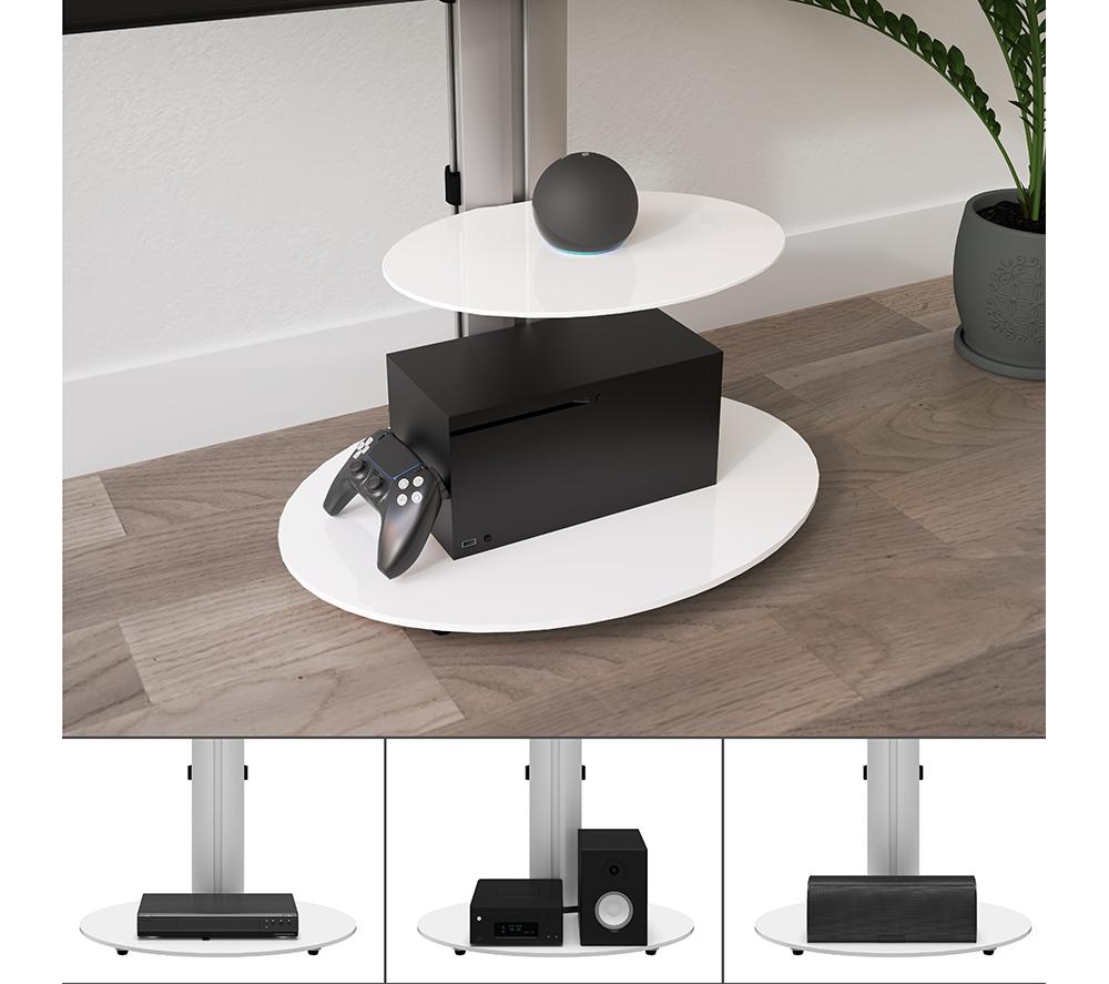 AVF Eno 600 mm TV Stand with Bracket for up to 55" TVs - Silver & White image number 4 of 9