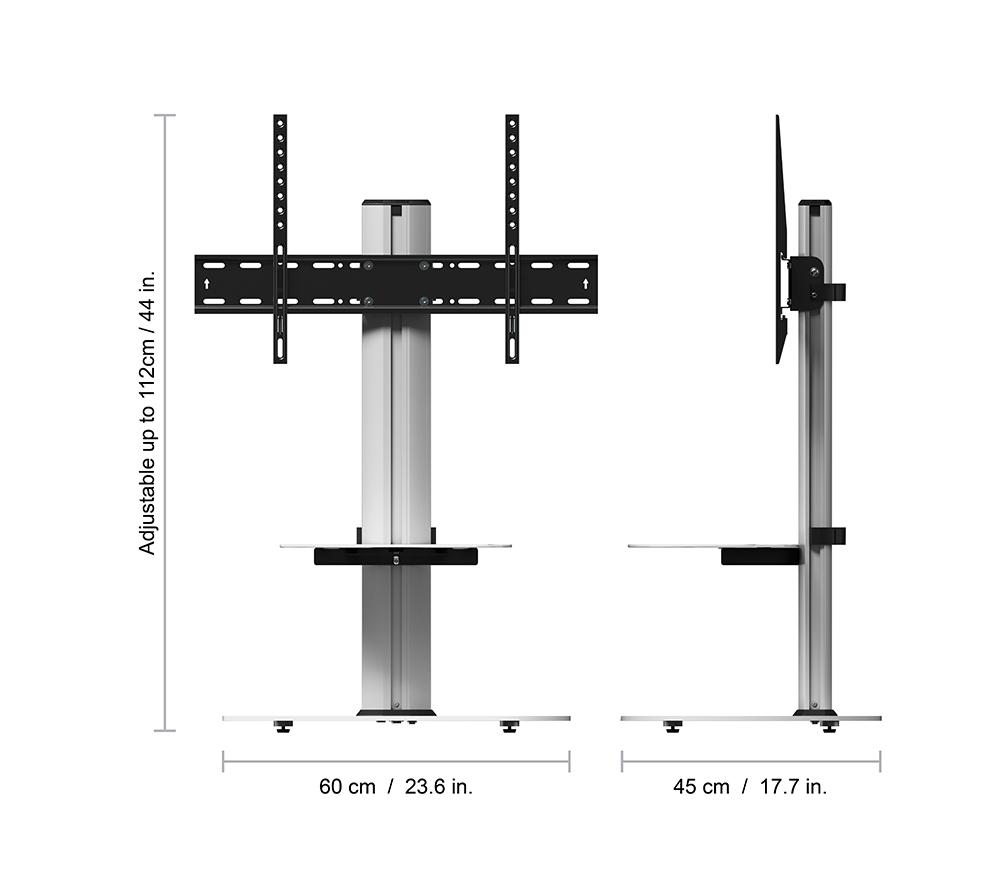 AVF Eno 600 mm TV Stand with Bracket for up to 55" TVs - Silver & White image number 6 of 9
