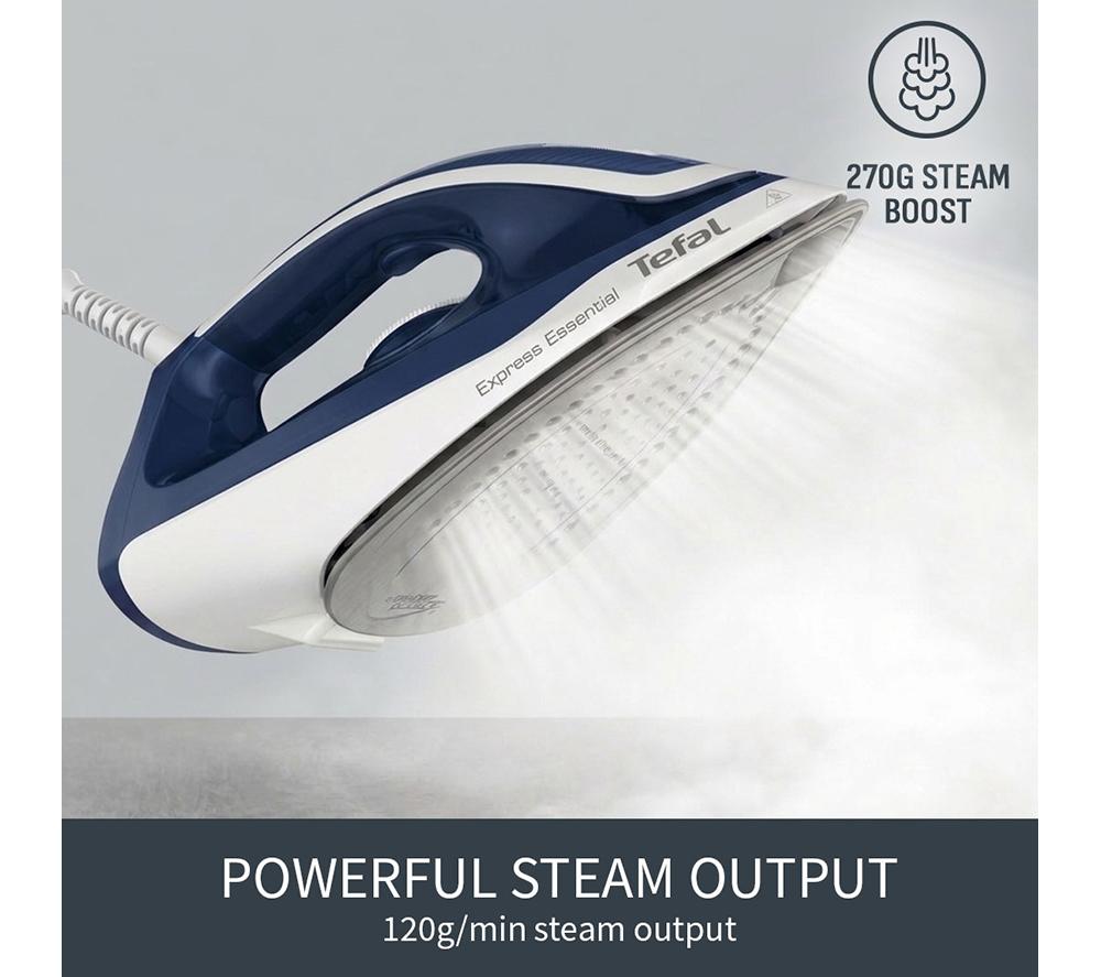 TEFAL Express Essential SV6116 Steam Generator Iron - White & Blue image number 3 of 11