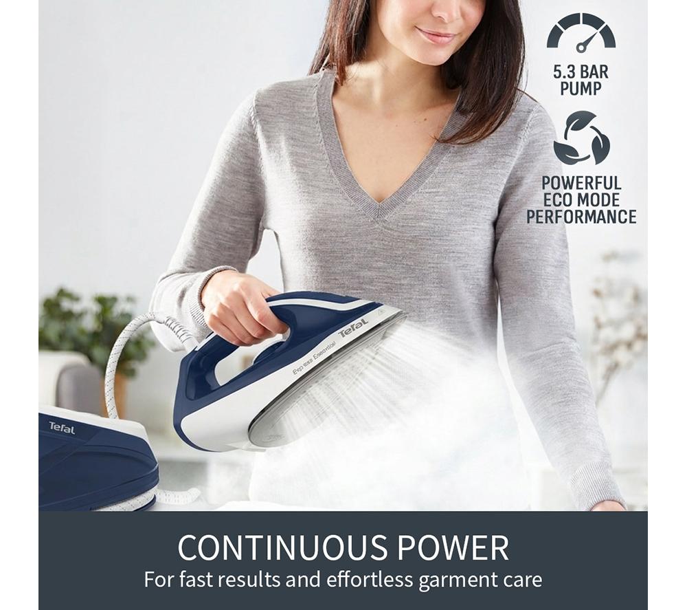 TEFAL Express Essential SV6116 Steam Generator Iron - White & Blue image number 4 of 11