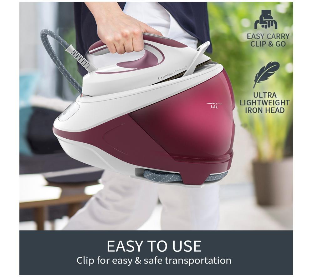 TEFAL Express Protect SV9201 Steam Generator Iron - White & Burgundy image number 7 of 11