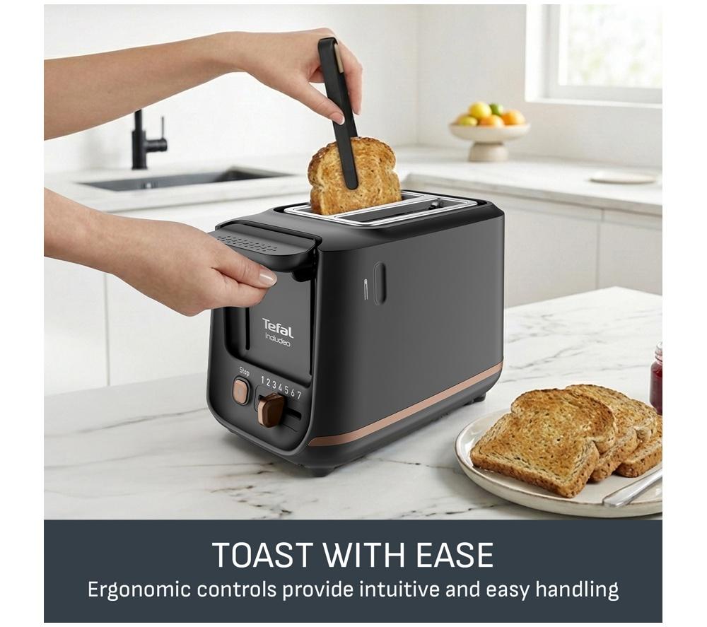 TEFAL Includeo TT533840 2-Slice Toaster - Black image number 3 of 11