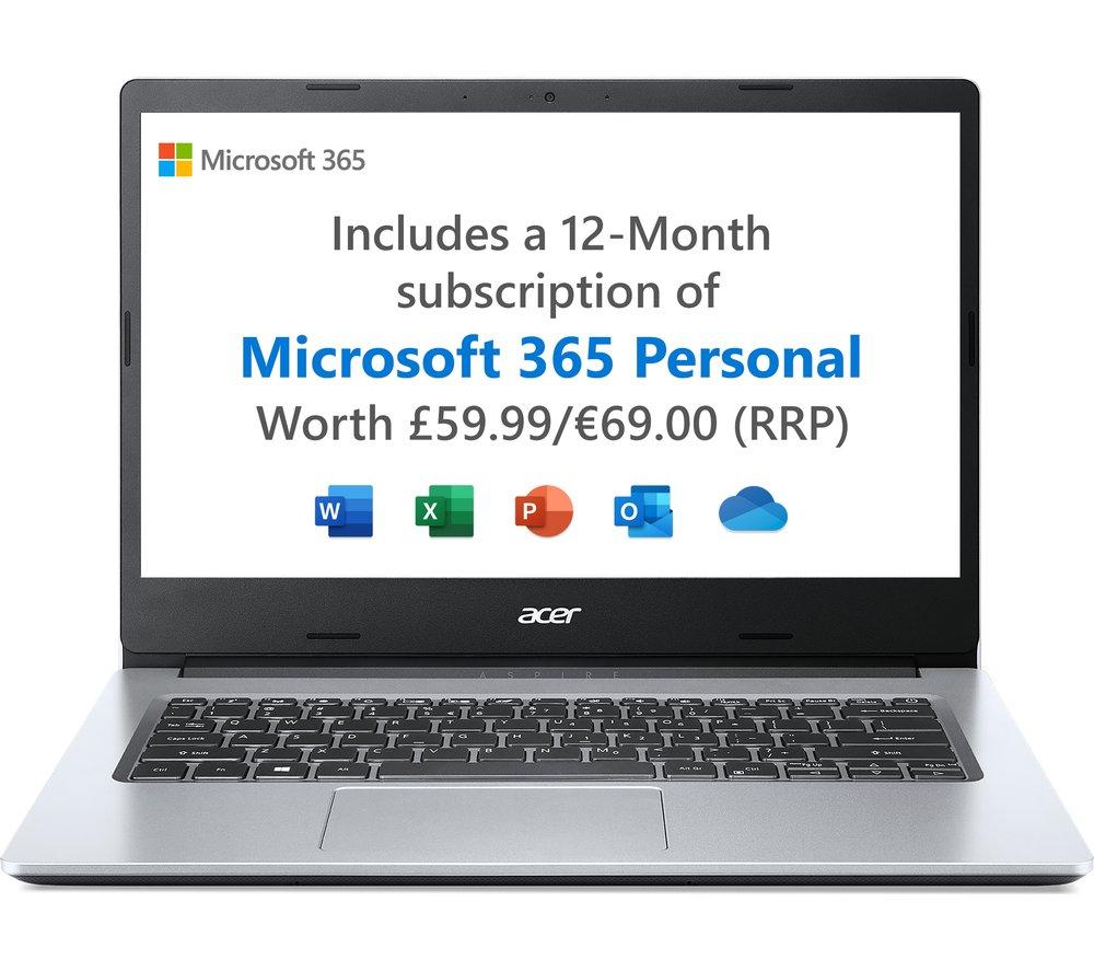 ACER Aspire 1 14inch Laptop - Intel®Celeron , 128 GB eMMC, Silver