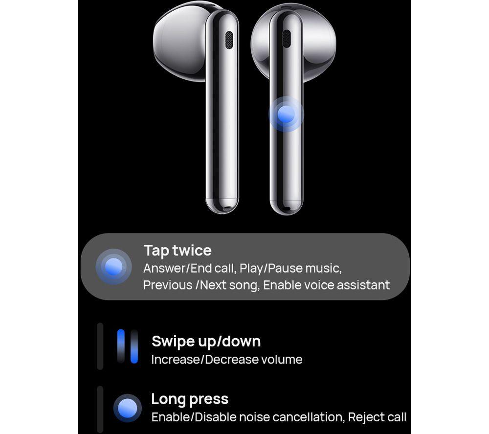 HUAWEI Freebuds 4 Wireless Noise-Cancelling Earphones & Band 6 Bundle - Silver & Black image number 10 of 17