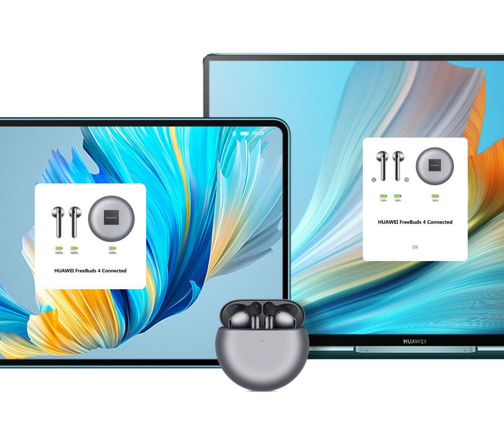 HUAWEI Freebuds 4 Wireless Noise-Cancelling Earphones & Band 6 Bundle - Silver & Black image number 17 of 17