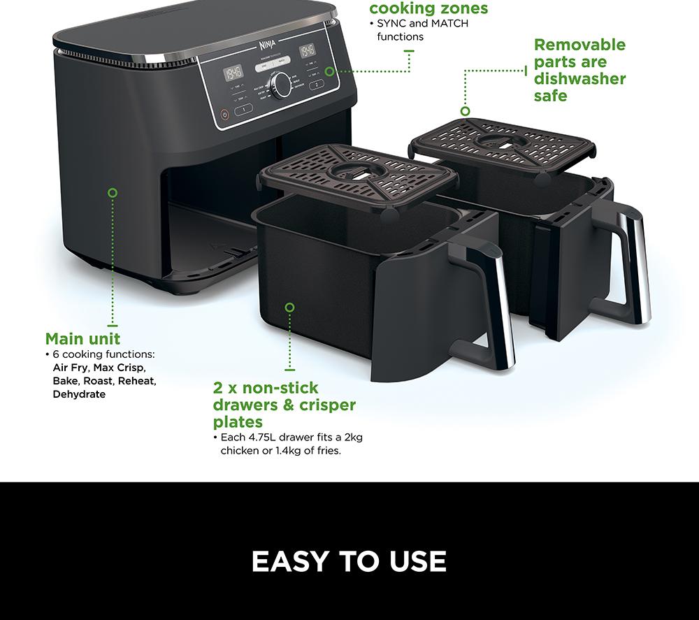 Buy NINJA Foodi MAX Dual Zone AF400UK Air Fryer Black Currys
