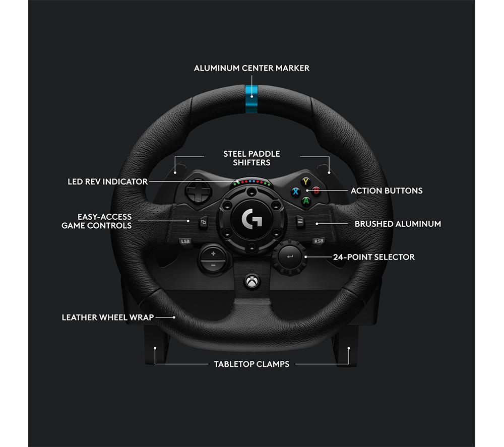 LOGITECH G923 Xbox & PC Racing Wheel, Pedals & Driving Force Shifter Bundle image number 5 of 7