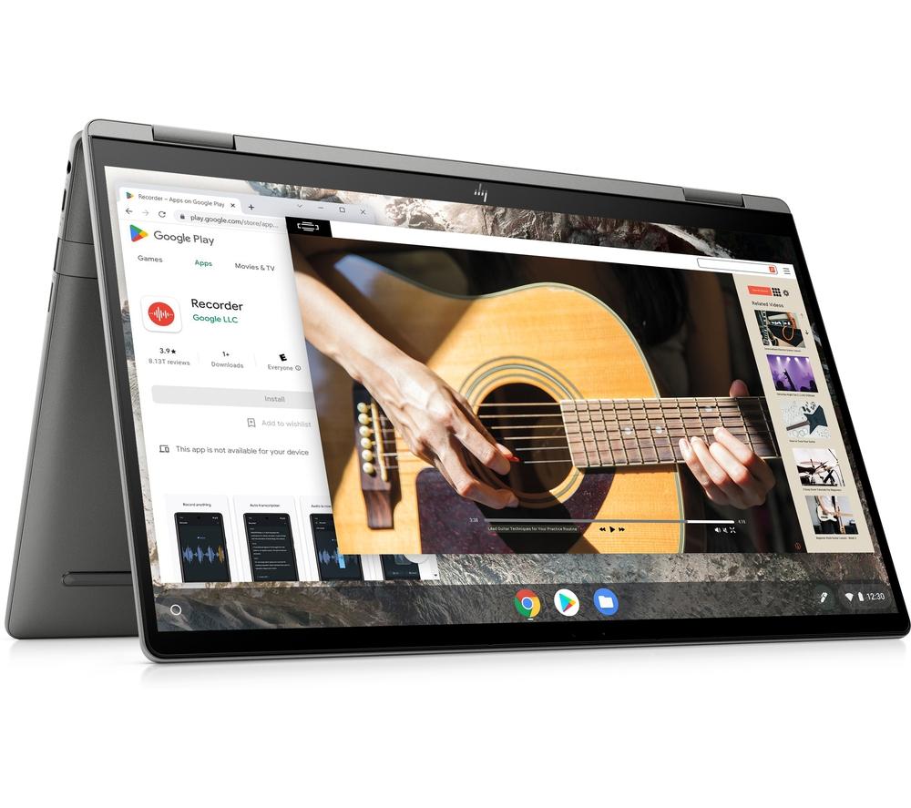 Image of HP x360 14" 2 in 1 Chromebook - Intel®Core i3, 128 GB SSD, Silver, Silver/Grey