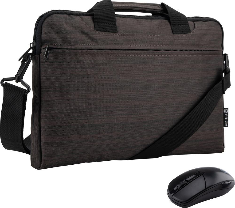 Image of PRIZM NB54302M 14" Laptop Bag & Wireless Mouse Bundle, Silver/Grey