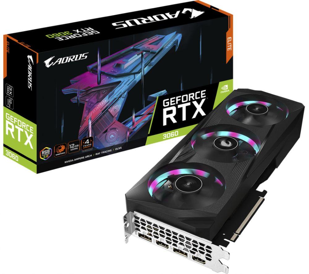 GIGABYTE GeForce RTX 3060 12 GB AORUS ELITE V2 LHR Graphics Card image number 4 of 6