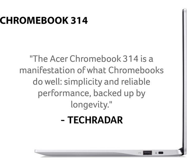 ACER 314 Touch 14" Chromebook - MediaTek MT8183C, 128 GB eMMC, Silver image number 3