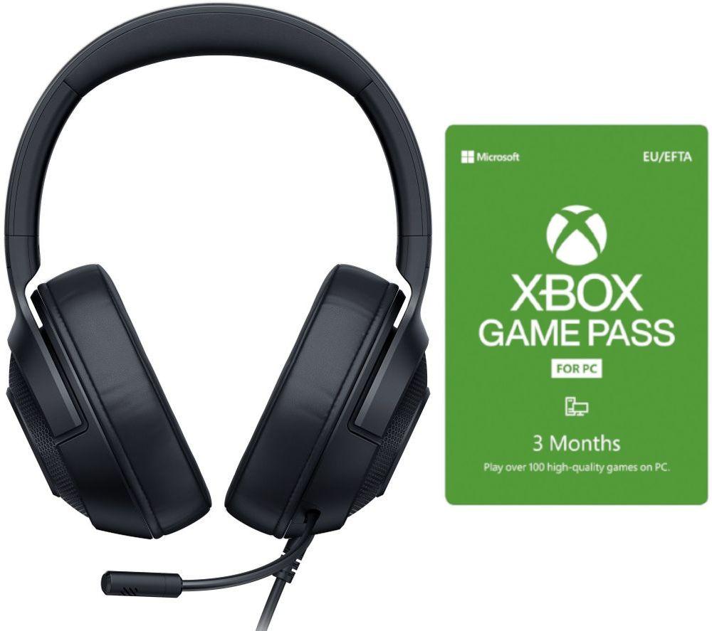 Razer Kraken X Lite 7.1 Gaming Headset & 3 Month Xbox Game Pass for PC Bundle, Black