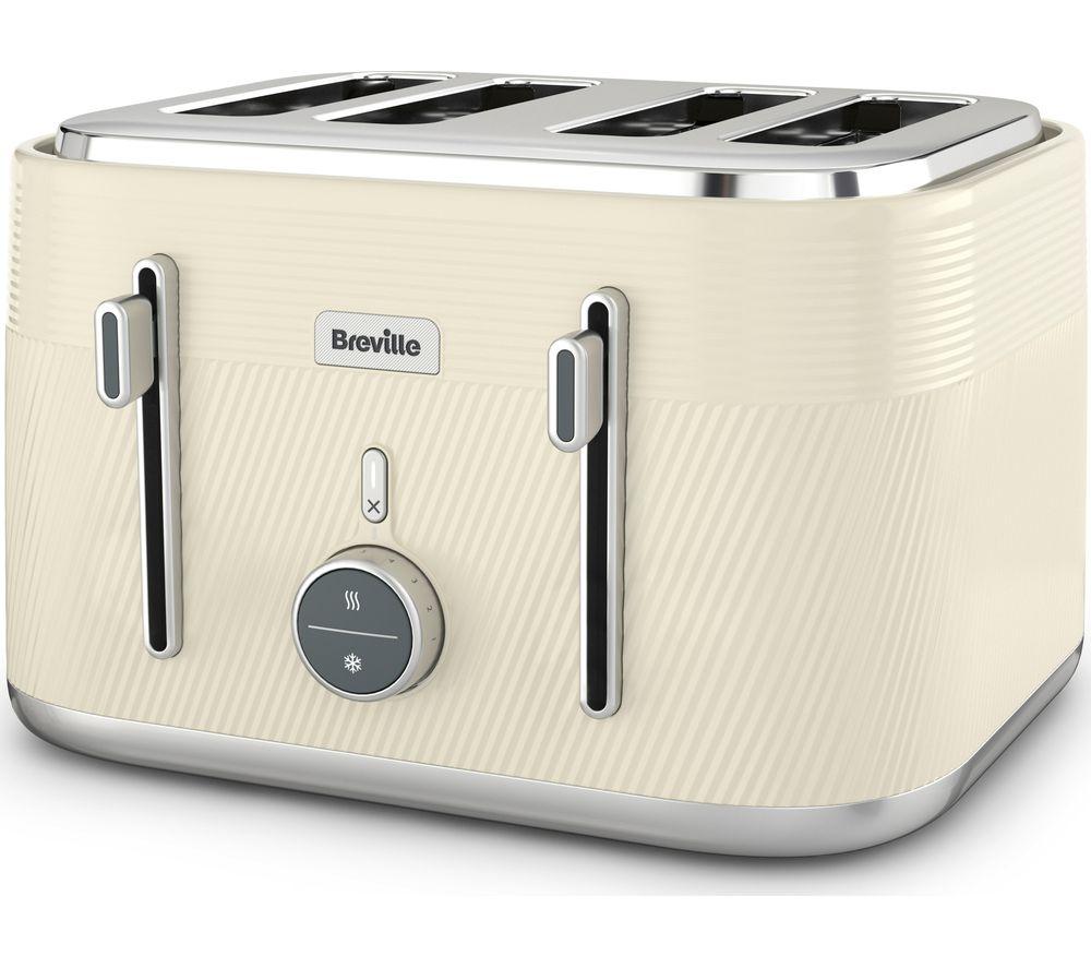 BREVILLE Obliq VTT997 4-Slice Toaster - Vanilla Cream & Silver