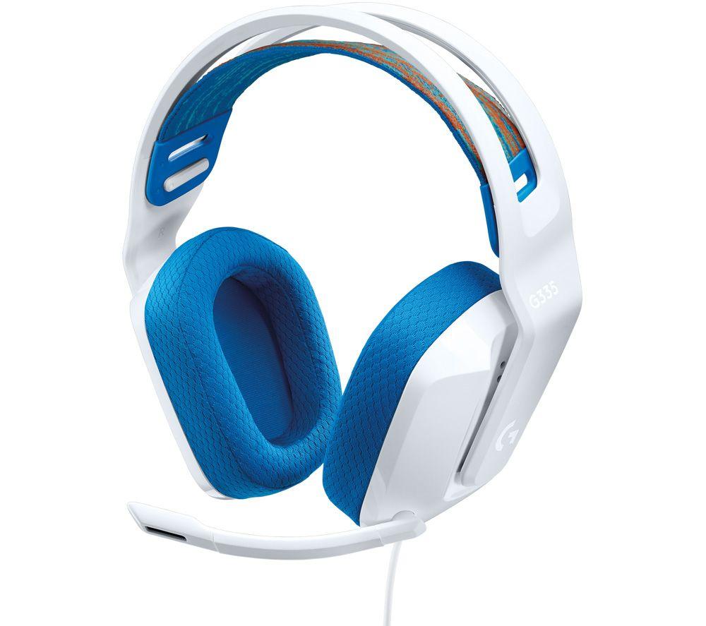 Logitech G335 Gaming Headset - White & Blue, Blue,White