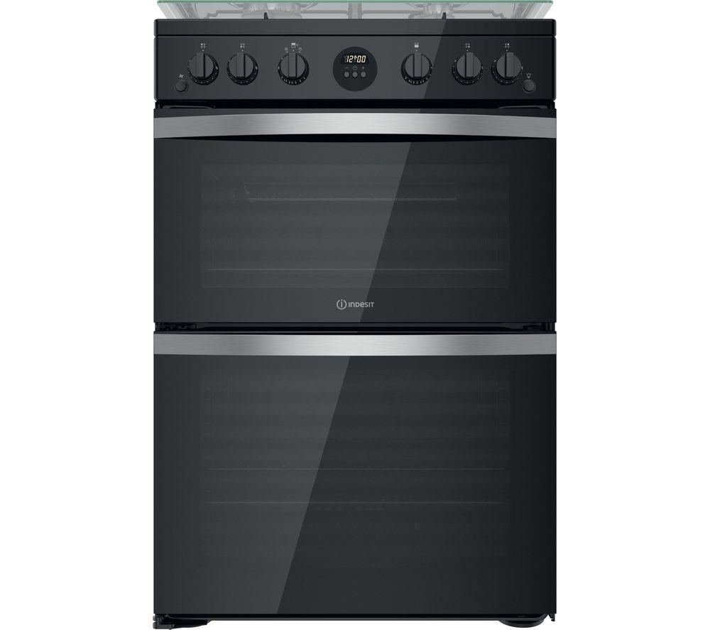 INDESIT ID67G0MCB 60 cm Gas Cooker - Black, Black