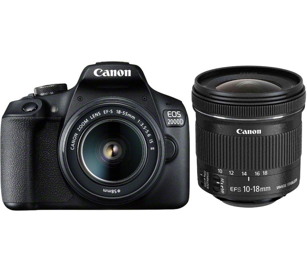 Click to view product details and reviews for Canon Eos 2000d Dslr Camera With Ef S 18 55 Mm F 35 56 Is Ii 10 18 Mm F 45 56 Is Stm Lens Bundle Black.