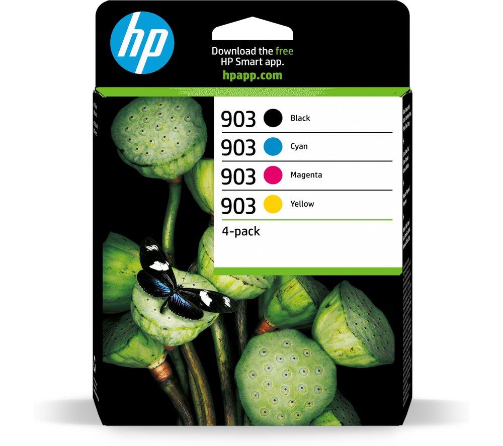 HP 6ZC73AE 903 Original Ink Cartridges, Black/Cyan/Magenta/Yellow, Multipack, 4 Count (Pack of 1), Packaging May Vary